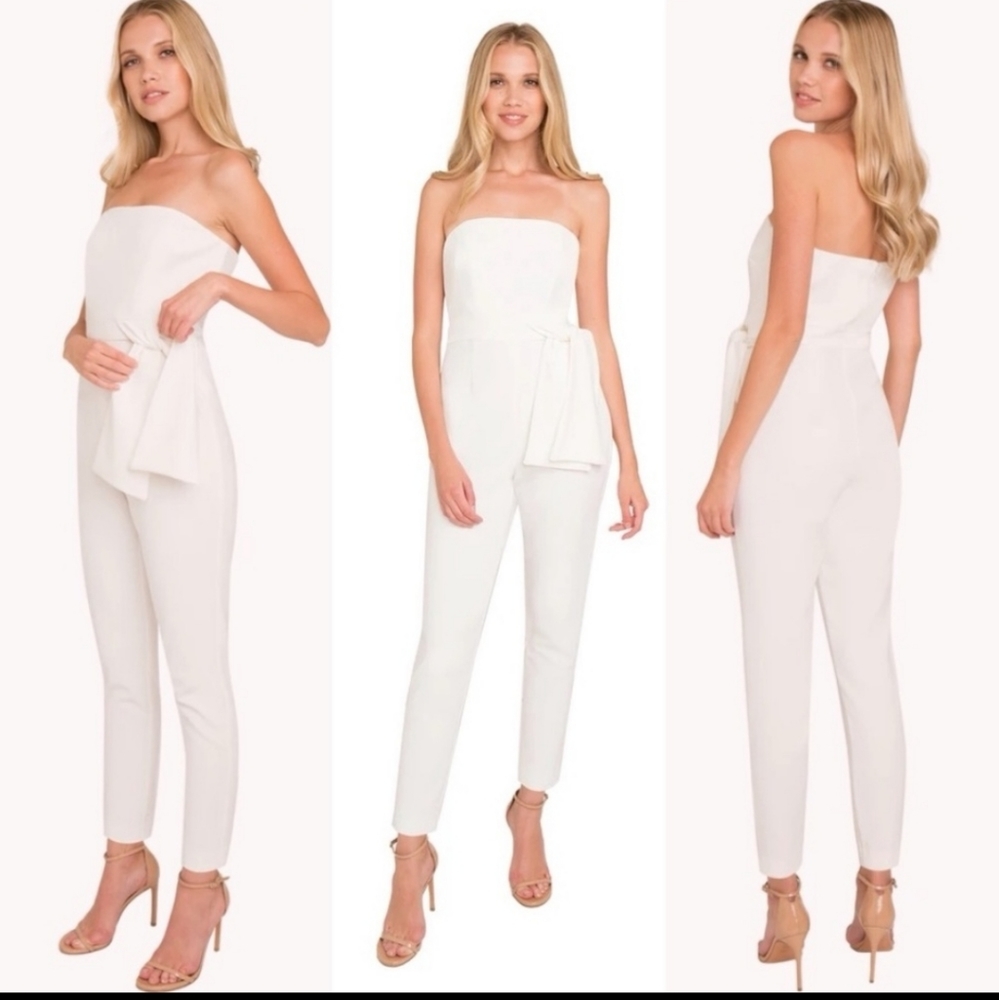 NWD Black Halo Harbor Jumpsuit White Strapless Womens Size  0